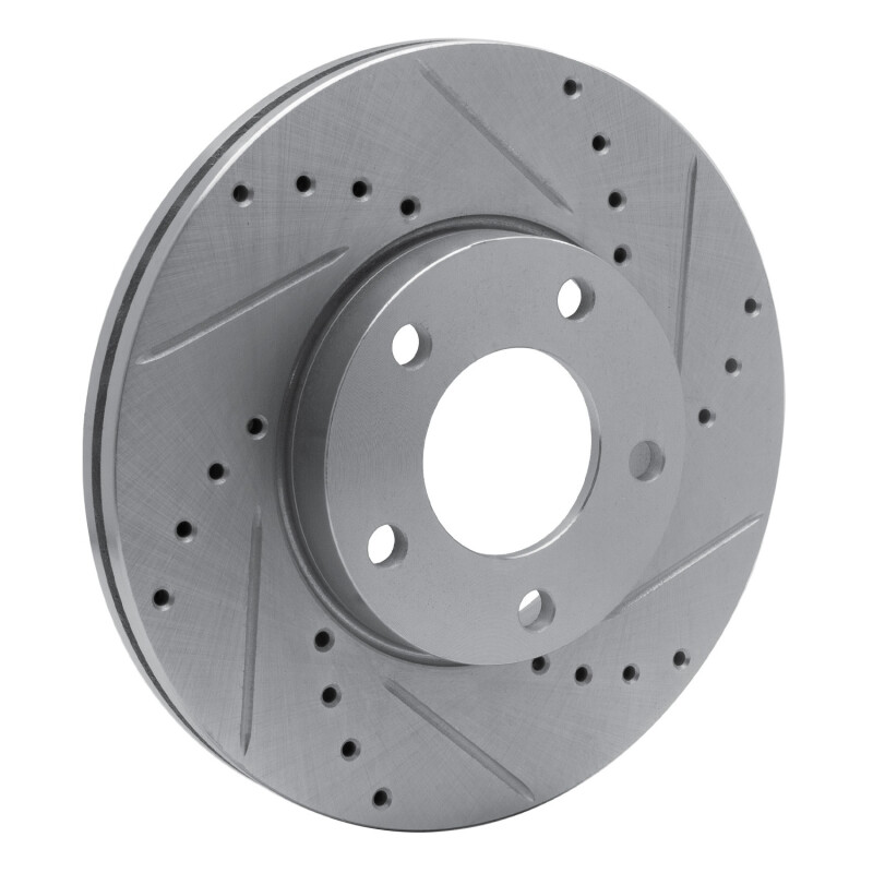 Mazda 3 Brake Rotor (1) - Front Right - R1 Concepts - Drilled & Slotted - Silver - `04-`13